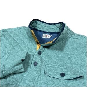Faherty Mens Epic Quilted Fleece Snap Pullover Sweatshirt Jacket Medium Teal